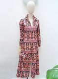 1970s Novelty print zip front jumpsuit - Small