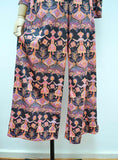 1970s Novelty print zip front jumpsuit - Small