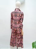 1970s Novelty print zip front jumpsuit - Small