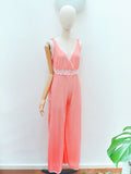 1970s Wide leg loungewear jumpsuit - Small Medium