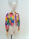 1970s Patchwork cotton blouse or light jacket - Extra small Small