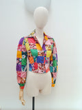 1970s Patchwork cotton blouse or light jacket - Extra small Small