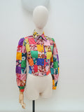 1970s Patchwork cotton blouse or light jacket - Extra small Small