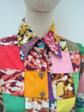 1970s Patchwork cotton blouse or light jacket - Extra small Small