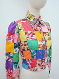 1970s Patchwork cotton blouse or light jacket - Extra small Small