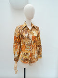 1970s Toulouse Lautrec print blouse - Extra small Small