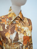 1970s Toulouse Lautrec print blouse - Extra small Small