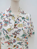 1950s Printed mexican shirt with coin buttons