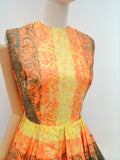 1950s Blanes printed orange dress - Small