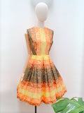 1950s Blanes printed orange dress - Small