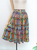 1950s Printed cotton skirt - Small Medium