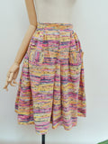 1950s Printed cotton skirt with pockets - Extra small