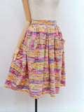 1950s Printed cotton skirt with pockets - Extra small