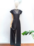 1970s Fishnet black jumpsuit - Small Medium