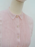 1940s 50s Sheer pin tuck blouse - Small