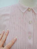 1940s 50s Sheer pin tuck blouse - Small