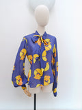 1970s St Michael cotton pussybow blouse - Large