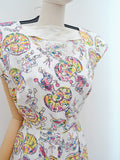 1950s Mexican printed cotton dress - Small