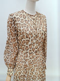 1970s Leopard print crepe chiffon dress - Small