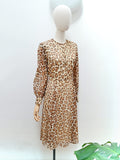 1970s Leopard print crepe chiffon dress - Small