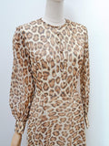 1970s Leopard print crepe chiffon dress - Small