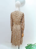 1970s Leopard print crepe chiffon dress - Small