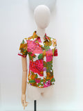 1970s Novelty jungle print blouse - Extra X small