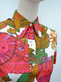 1970s Novelty jungle print blouse - Extra X small