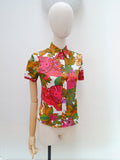 1970s Novelty jungle print blouse - Extra X small