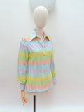 1970s Zig zag jersey blouse - Small