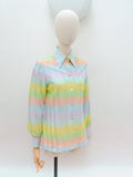 1970s Zig zag jersey blouse - Small