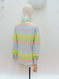 1970s Pastel zigzag blouse - Small