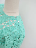 1960s Aqua green crochet mini dress - Small