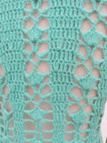 1960s Aqua green crochet mini dress - Small