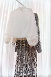 1970s Lace balloon sleeve blouse - Small