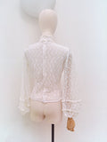 1970s Lace balloon sleeve blouse - Small