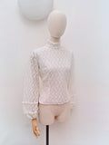 1970s Lace balloon sleeve blouse - Small