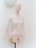 1970s Lace balloon sleeve blouse - Small