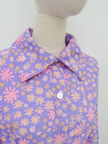 1960s Daisy print shirt dress - Small