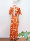 RESERVED 1970s Open chest bird print maxi dress - Extra small