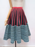 1950s Applique stripe full skirt - Extra X small