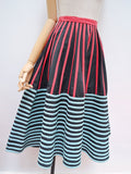 1950s Applique stripe full skirt - Extra X small