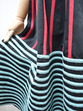 1950s Applique stripe full skirt - Extra X small