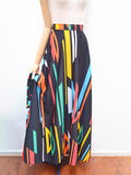 1970s Graphic print maxi skirt - Small Medium