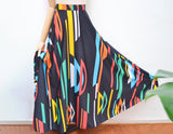 1970s Graphic print maxi skirt - Small Medium