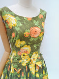 1950s Rose print Carnegie dress - Small Medium