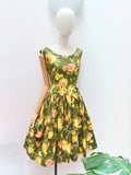 1950s Rose print Carnegie dress - Small Medium