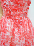 1950s 60s Printed nylon party dress - Small