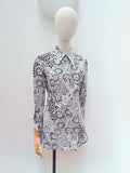 1970s Printed mini shirt dress - Medium