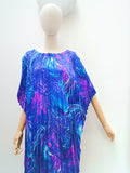 1970s Marbled pleated Hawaiian kaftan - Free size